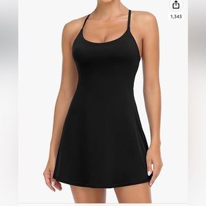 Black tennis dress with built in bra/shorts; size medium; NWOT